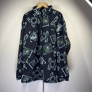 Men's Adidas Black and Green Pullover Windbreaker Jacket Size XL NEW